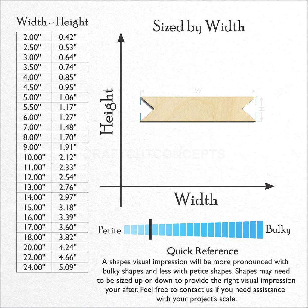 Sizes available for a laser cut Banner craft blank