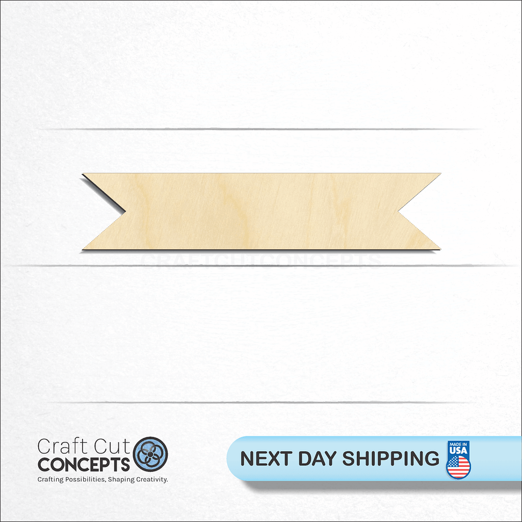 Craft Cut Concepts logo and next day shipping banner with an unfinished wood Banner craft shape and blank