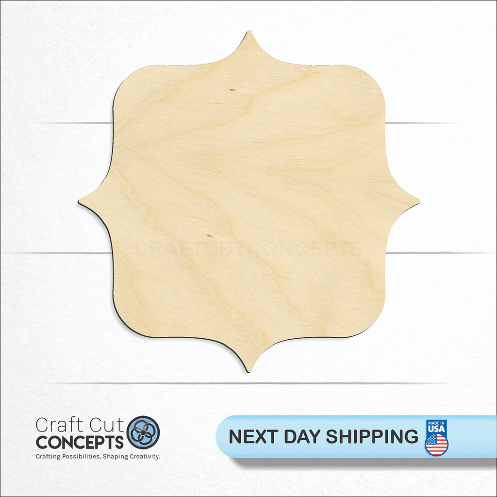 Craft Cut Concepts logo and next day shipping banner with an unfinished wood Banner craft shape and blank