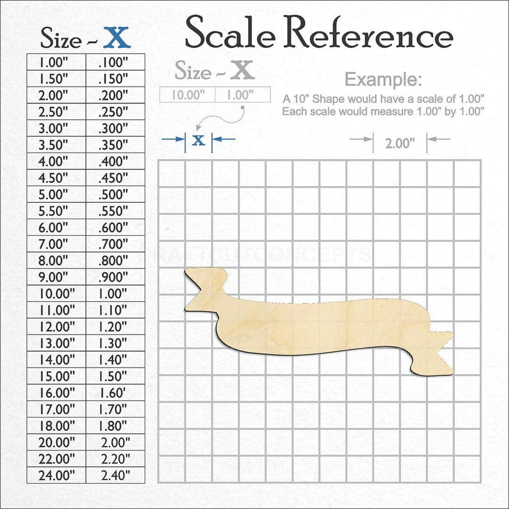 A scale and graph image showing a wood Banner Plaque sign craft blank