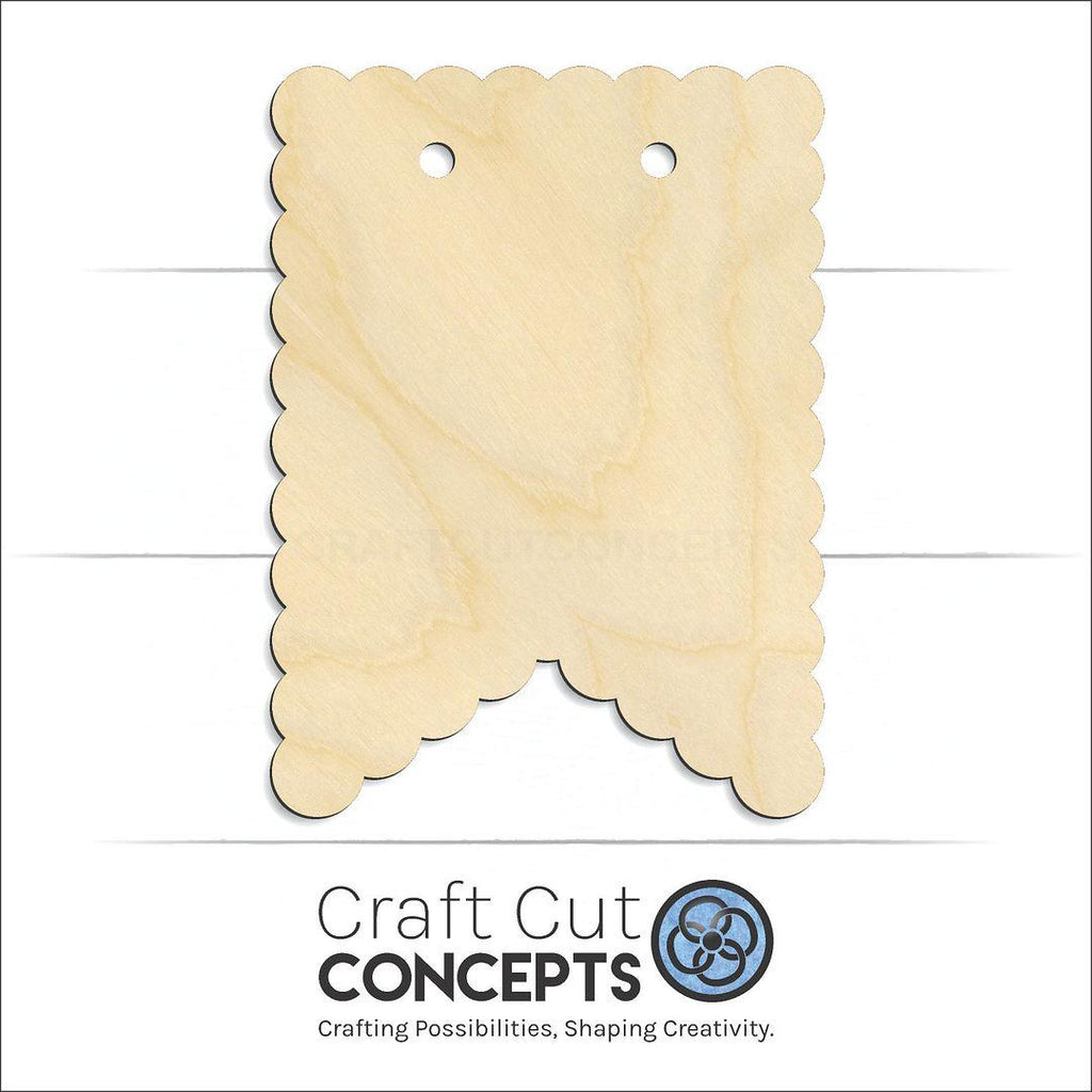 Craft Cut Concepts Logo under a wood Banner Scalloped craft shape and blank