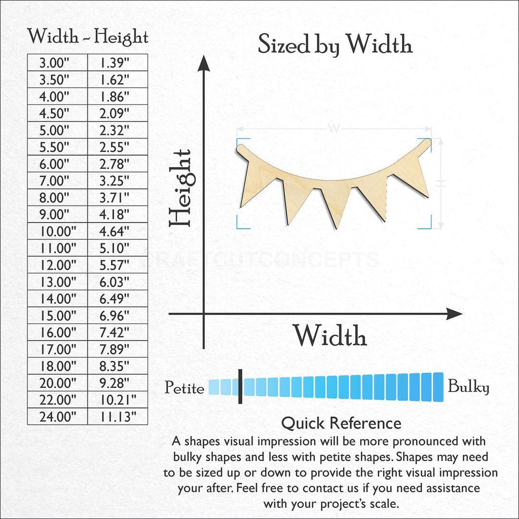 Sizes available for a laser cut Rope Banner craft blank