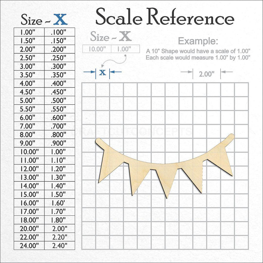 A scale and graph image showing a wood Rope Banner craft blank