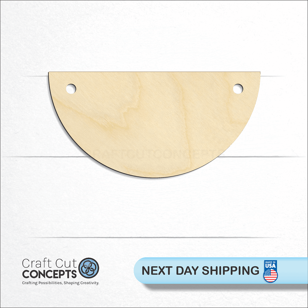 Craft Cut Concepts logo and next day shipping banner with an unfinished wood Rounded Banner Short craft shape and blank