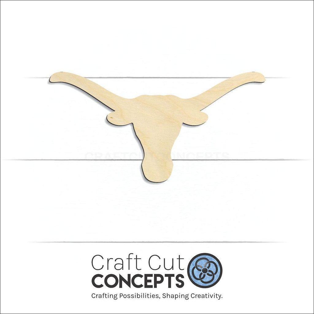 Craft Cut Concepts Logo under a wood Longhorn craft shape and blank