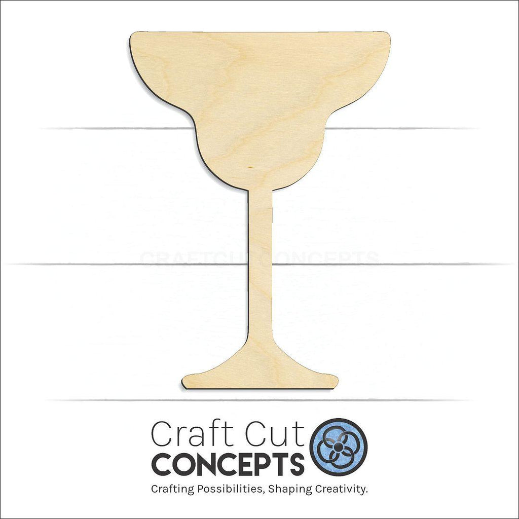 Craft Cut Concepts Logo under a wood Margarita Glass craft shape and blank