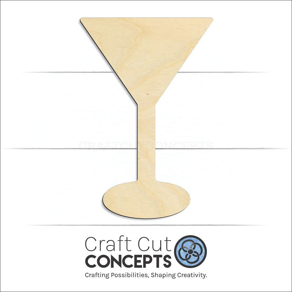 Craft Cut Concepts Logo under a wood Martini Glass craft shape and blank