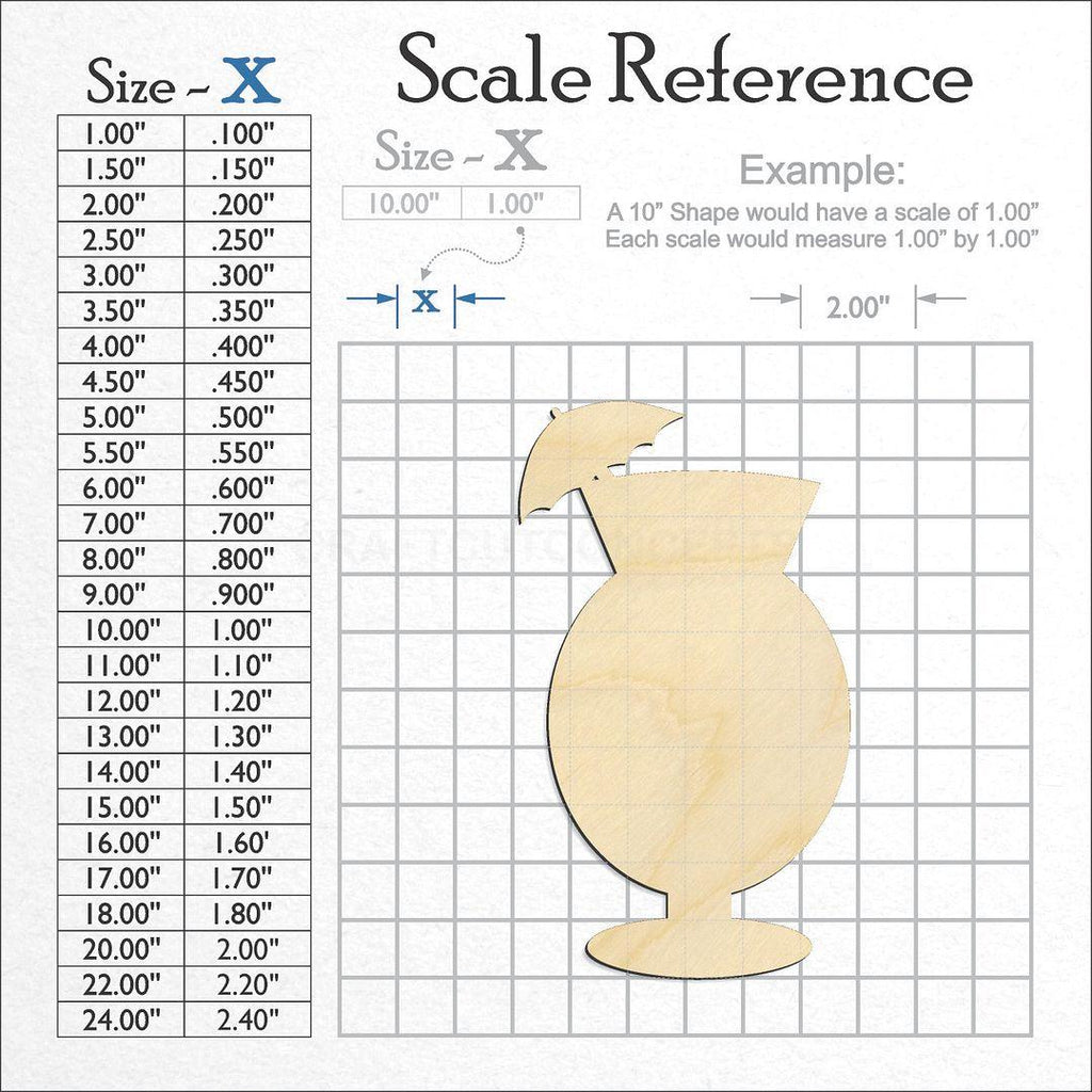 A scale and graph image showing a wood Fruity Bar Drink Glass craft blank