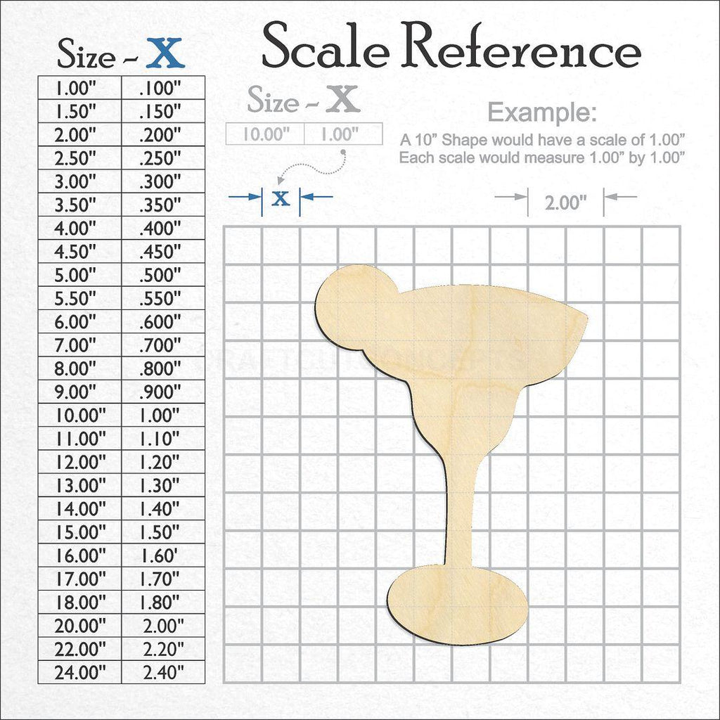 A scale and graph image showing a wood Glass with lime craft blank