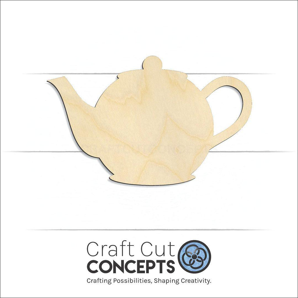 Craft Cut Concepts Logo under a wood Tea Pot craft shape and blank