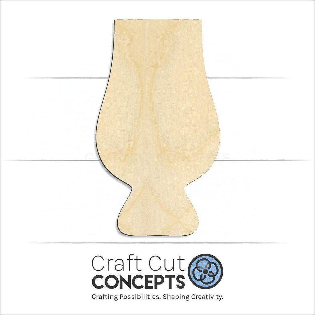 Craft Cut Concepts Logo under a wood Glencairn Wine craft shape and blank