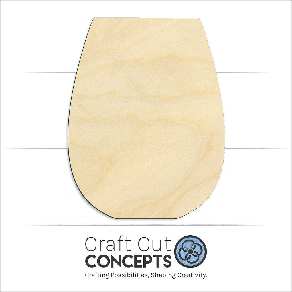 Craft Cut Concepts Logo under a wood Stemless Wine craft shape and blank