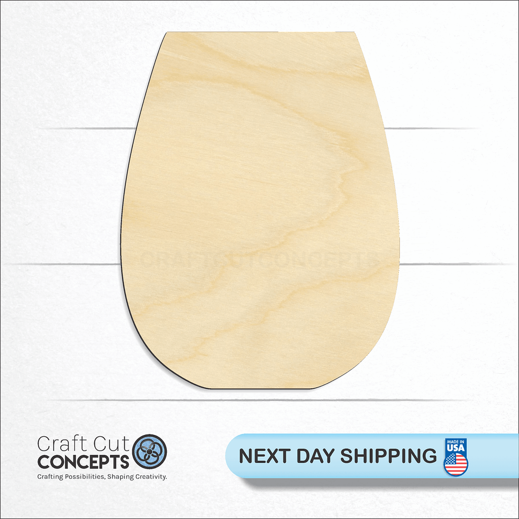 Craft Cut Concepts logo and next day shipping banner with an unfinished wood Stemless Wine craft shape and blank