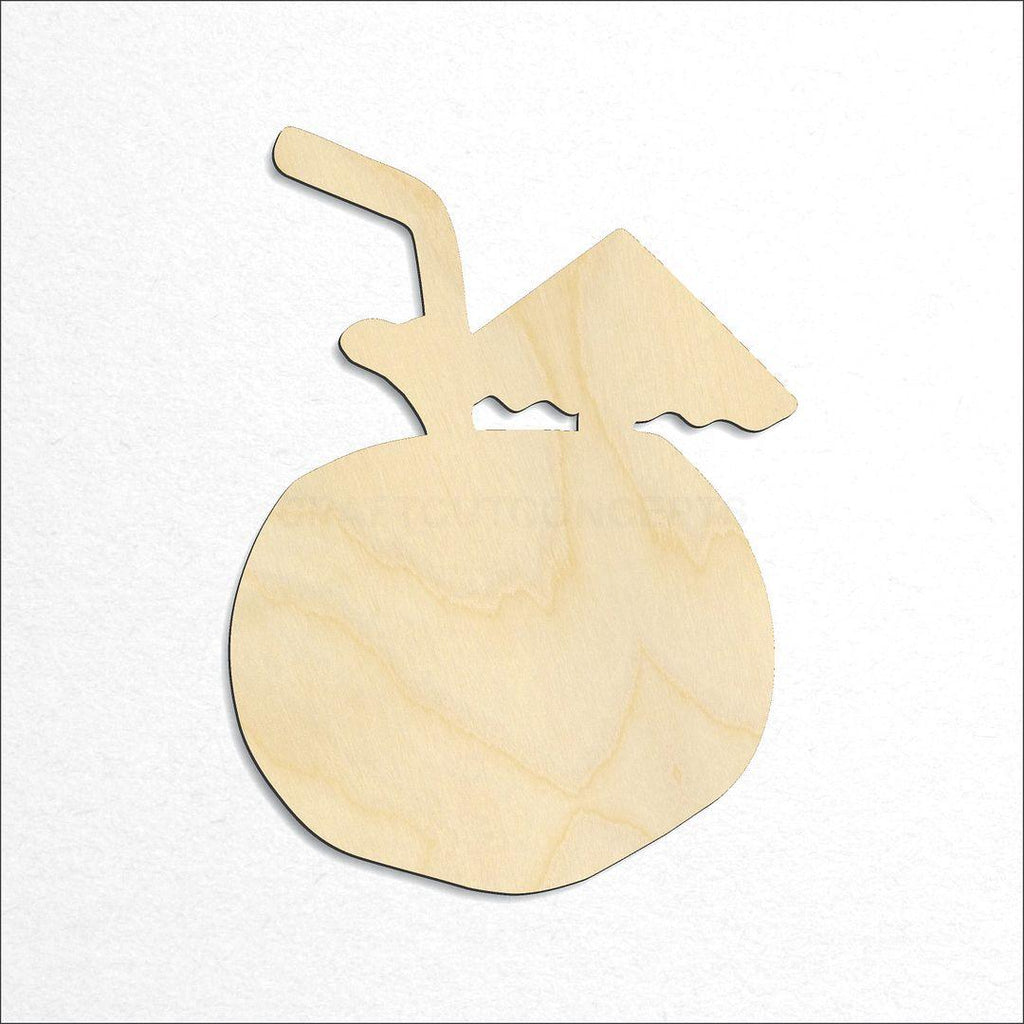 Wooden Coconut Drink craft shape available in sizes of 2 inch and up