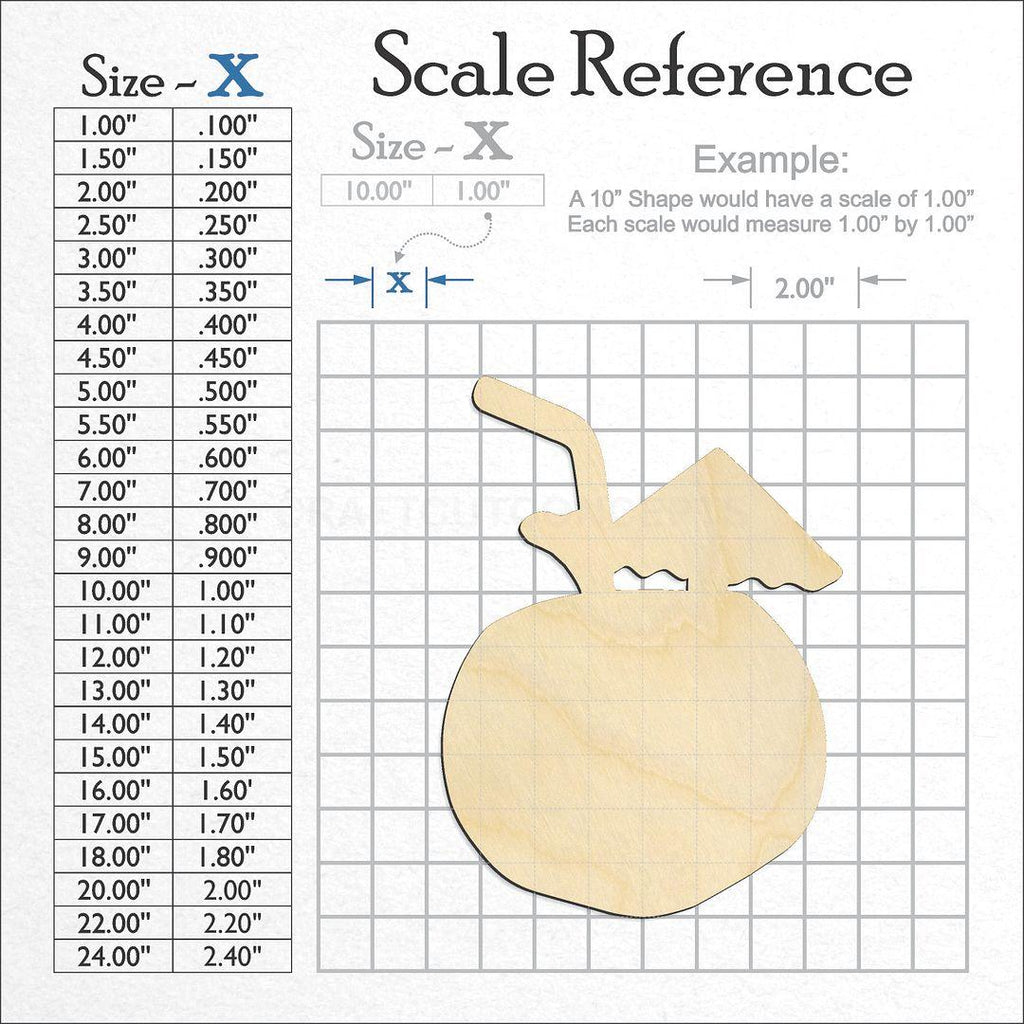 A scale and graph image showing a wood Coconut Drink craft blank