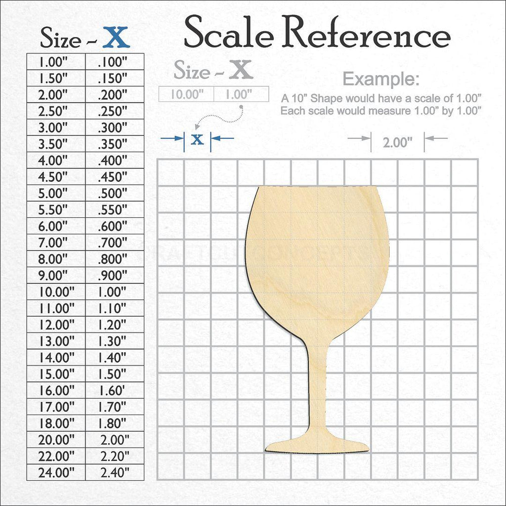 A scale and graph image showing a wood Wine Glass craft blank