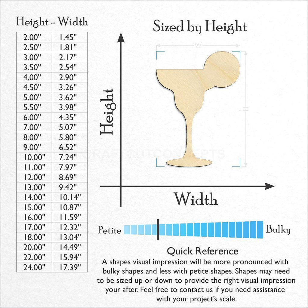 Sizes available for a laser cut Wine Glass craft blank