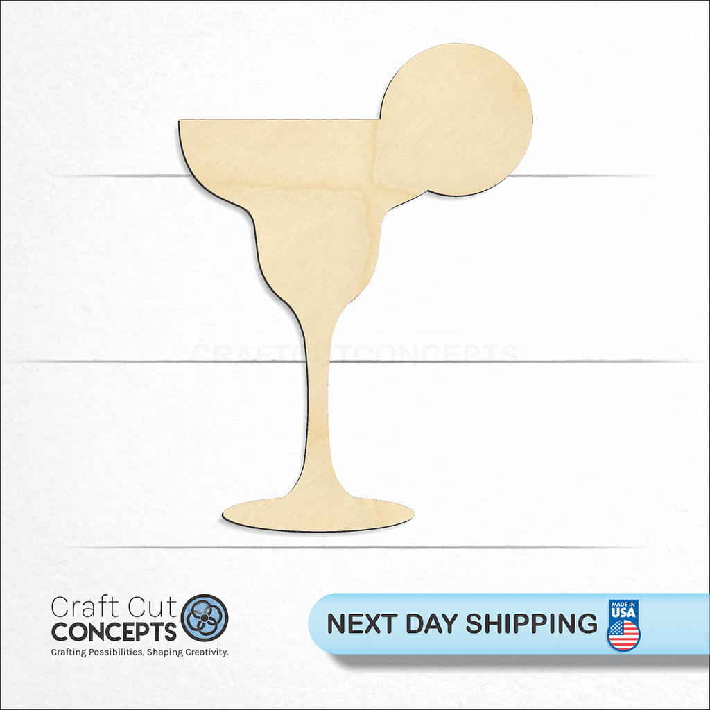 Craft Cut Concepts logo and next day shipping banner with an unfinished wood Wine Glass craft shape and blank