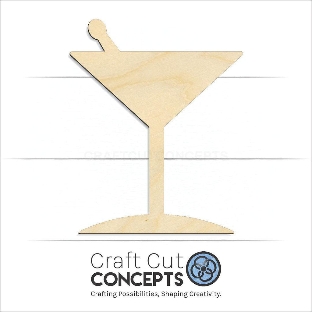 Craft Cut Concepts Logo under a wood Martini Glass craft shape and blank