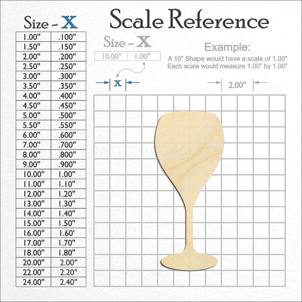 A scale and graph image showing a wood Wine Glass craft blank