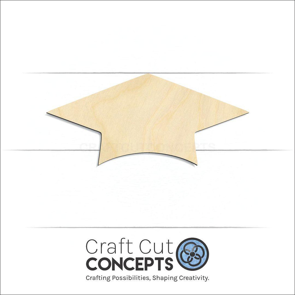 Craft Cut Concepts Logo under a wood Graduation Cap craft shape and blank