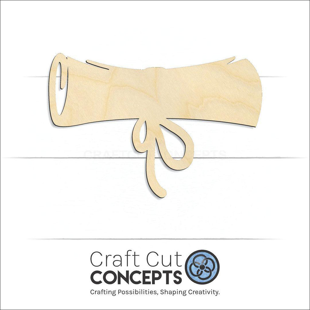 Craft Cut Concepts Logo under a wood Graduation Diploma craft shape and blank