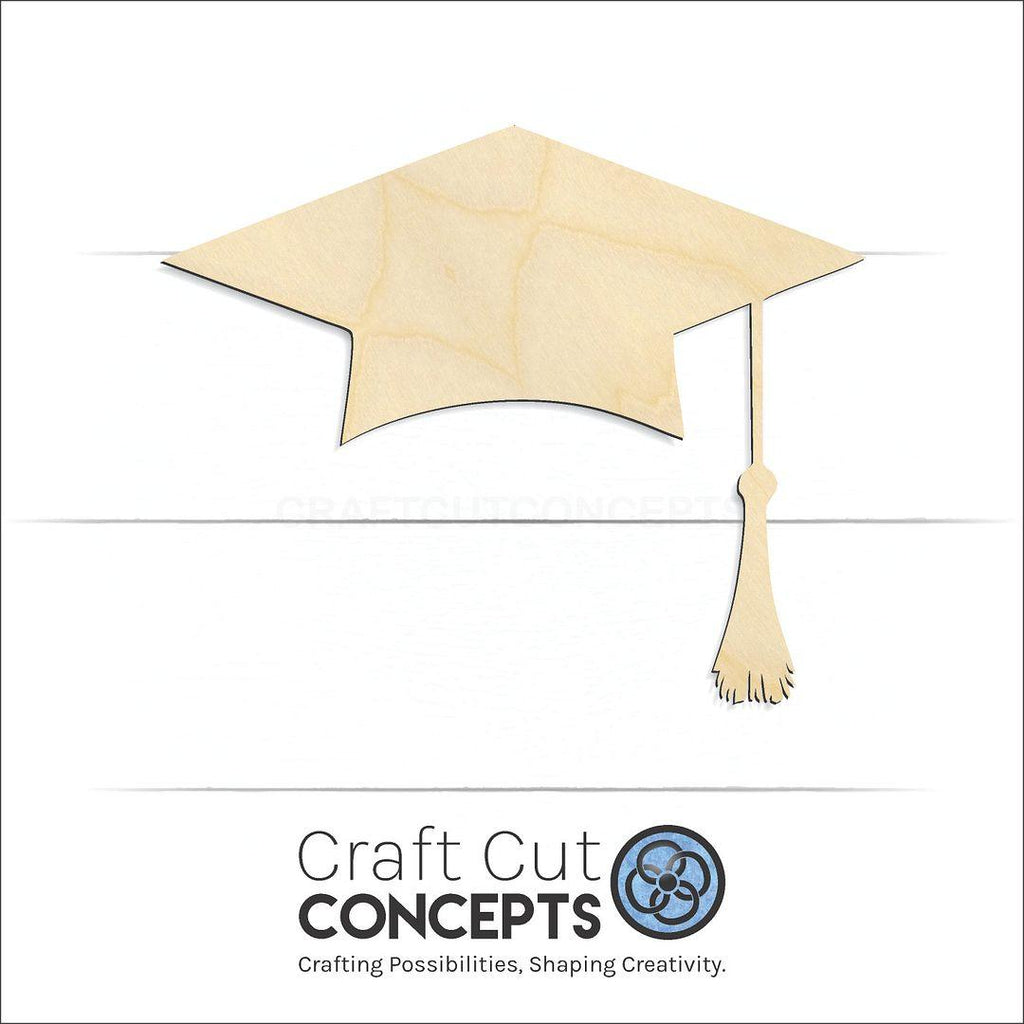 Craft Cut Concepts Logo under a wood Graduation Cap craft shape and blank