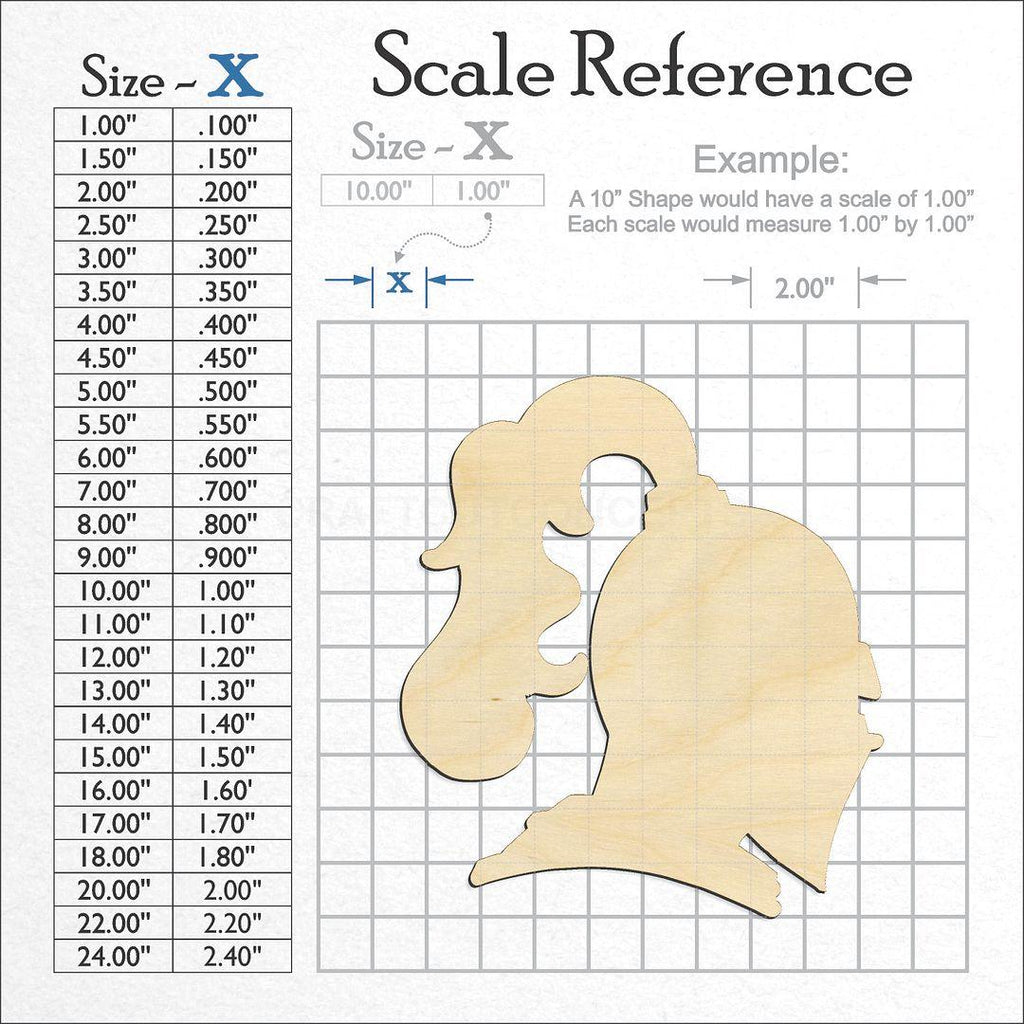 A scale and graph image showing a wood Knight Head craft blank