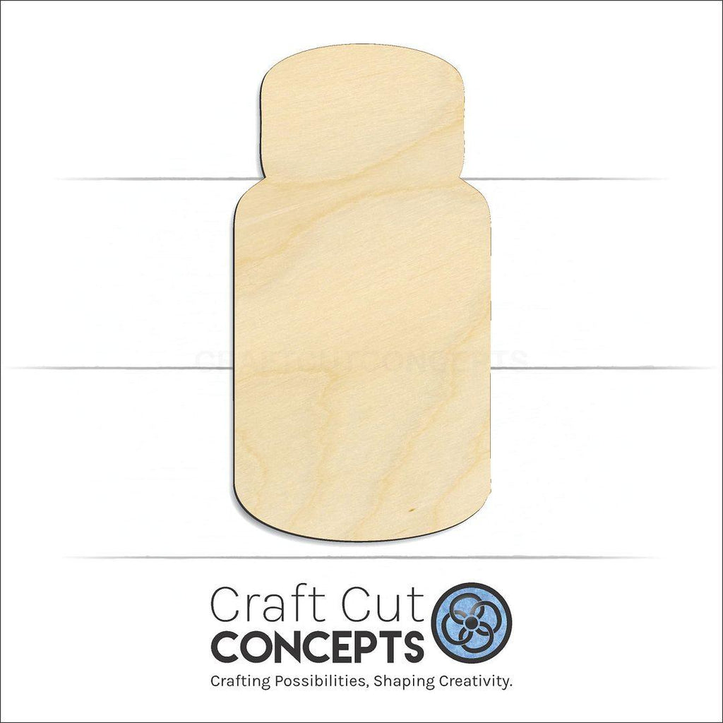 Craft Cut Concepts Logo under a wood Pill Bottle craft shape and blank