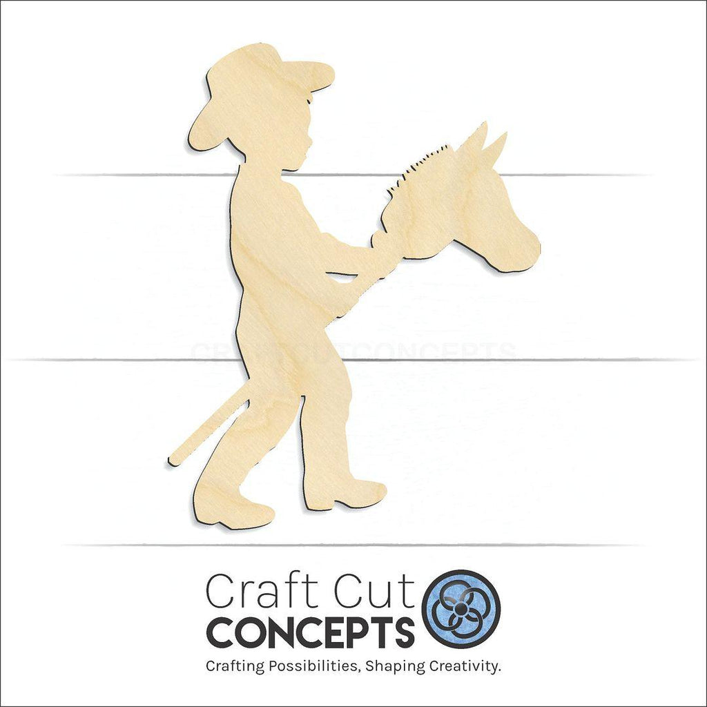 Craft Cut Concepts Logo under a wood Kid Riding toy horse craft shape and blank