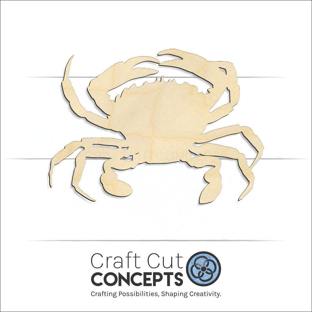 Craft Cut Concepts Logo under a wood Blue Crab craft shape and blank