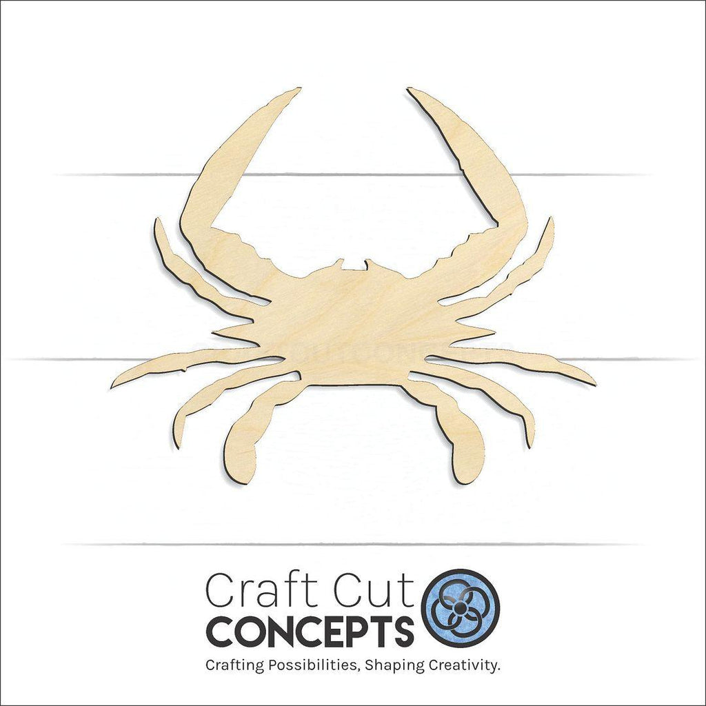 Craft Cut Concepts Logo under a wood Blue Crab craft shape and blank