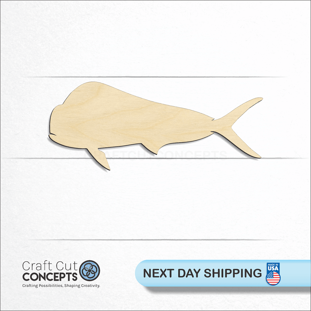 Craft Cut Concepts logo and next day shipping banner with an unfinished wood Mahi craft shape and blank