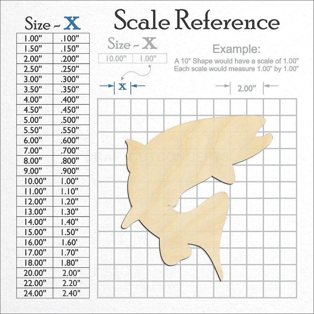 A scale and graph image showing a wood Salmon craft blank