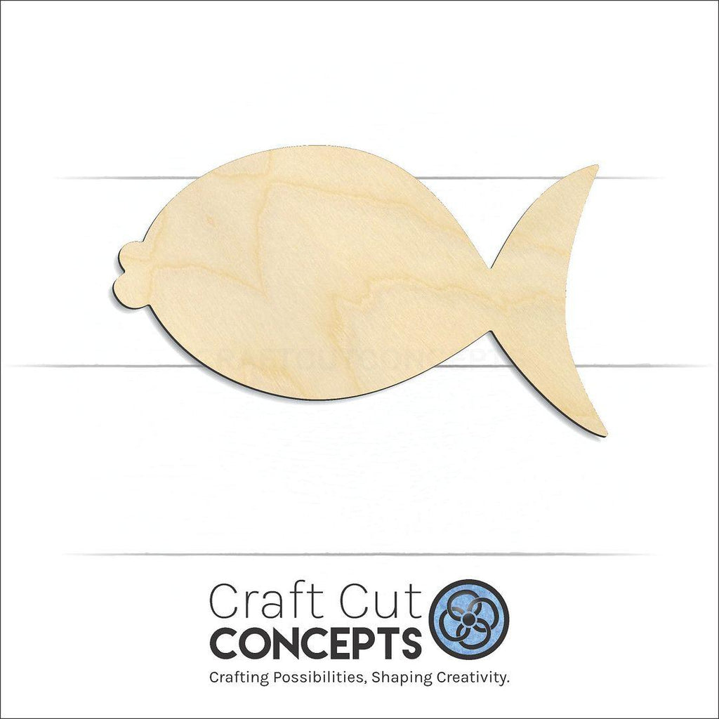 Craft Cut Concepts Logo under a wood Lady Fish craft shape and blank