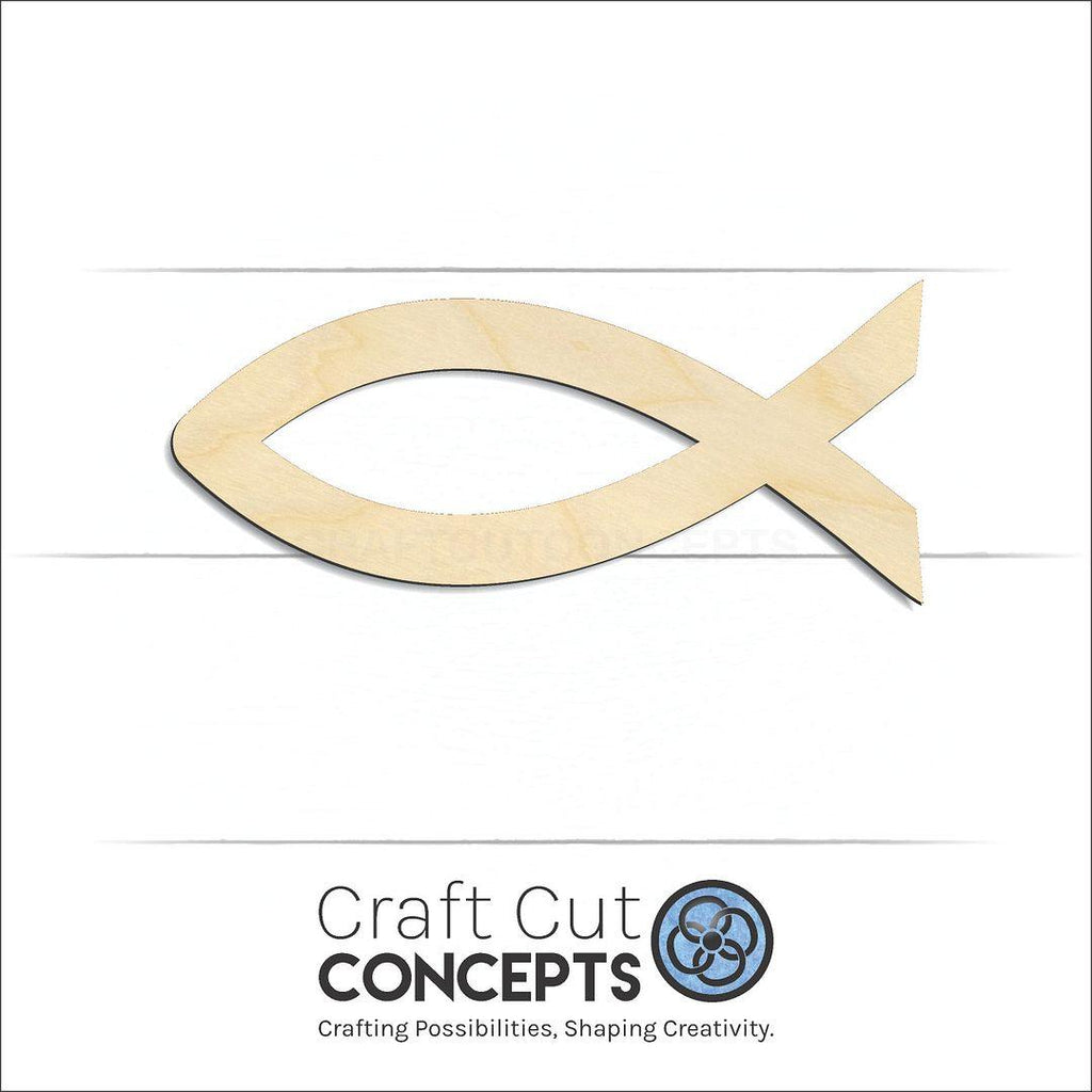 Craft Cut Concepts Logo under a wood Jesus Fish craft shape and blank