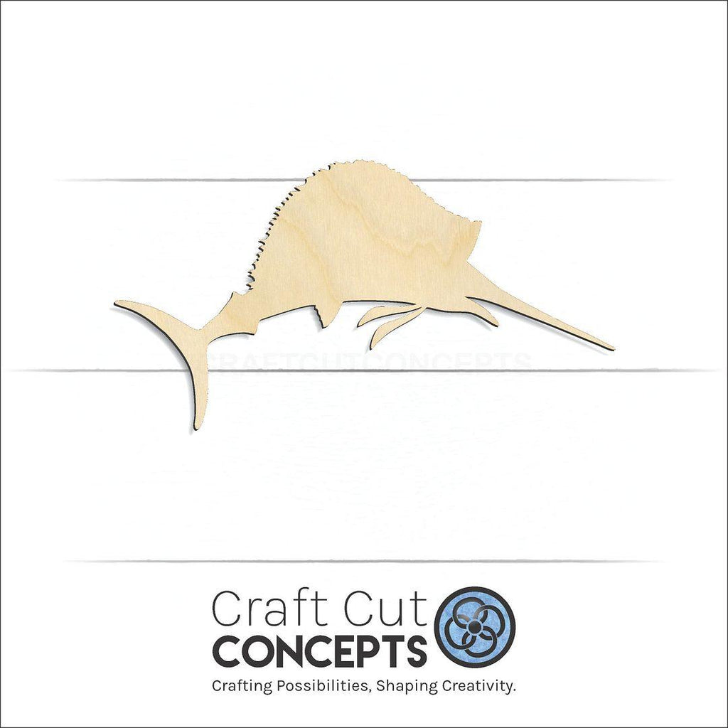 Craft Cut Concepts Logo under a wood Sail Fish craft shape and blank