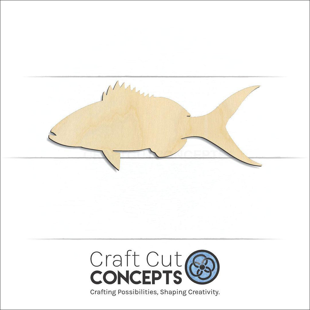 Craft Cut Concepts Logo under a wood Yellow Snapper Fish craft shape and blank