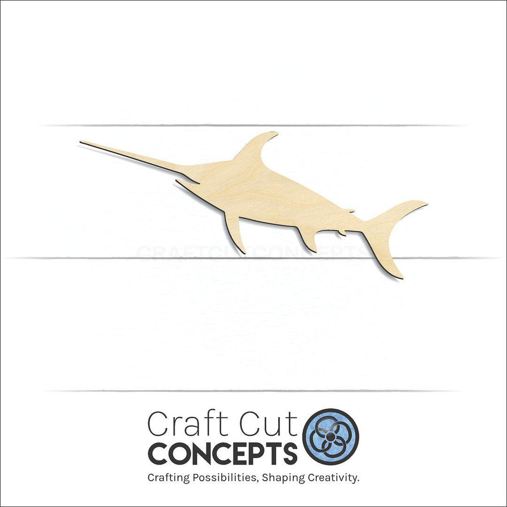 Craft Cut Concepts Logo under a wood Sword Fish craft shape and blank