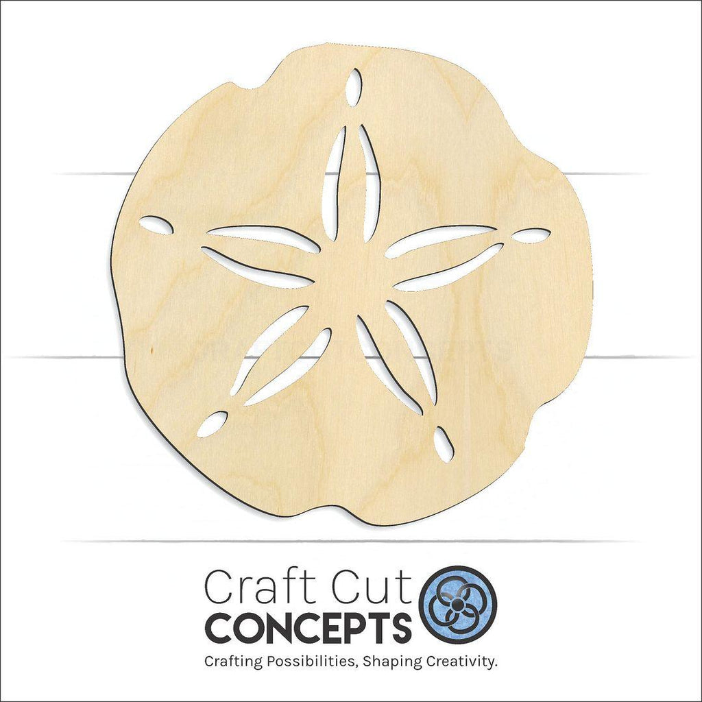 Craft Cut Concepts Logo under a wood Sand Dollar craft shape and blank