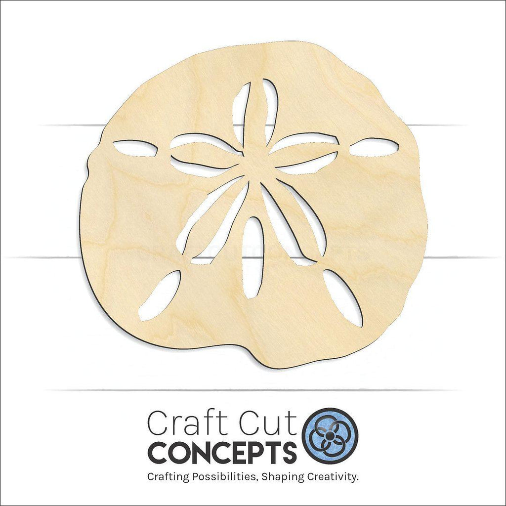 Craft Cut Concepts Logo under a wood Sand Dollar craft shape and blank