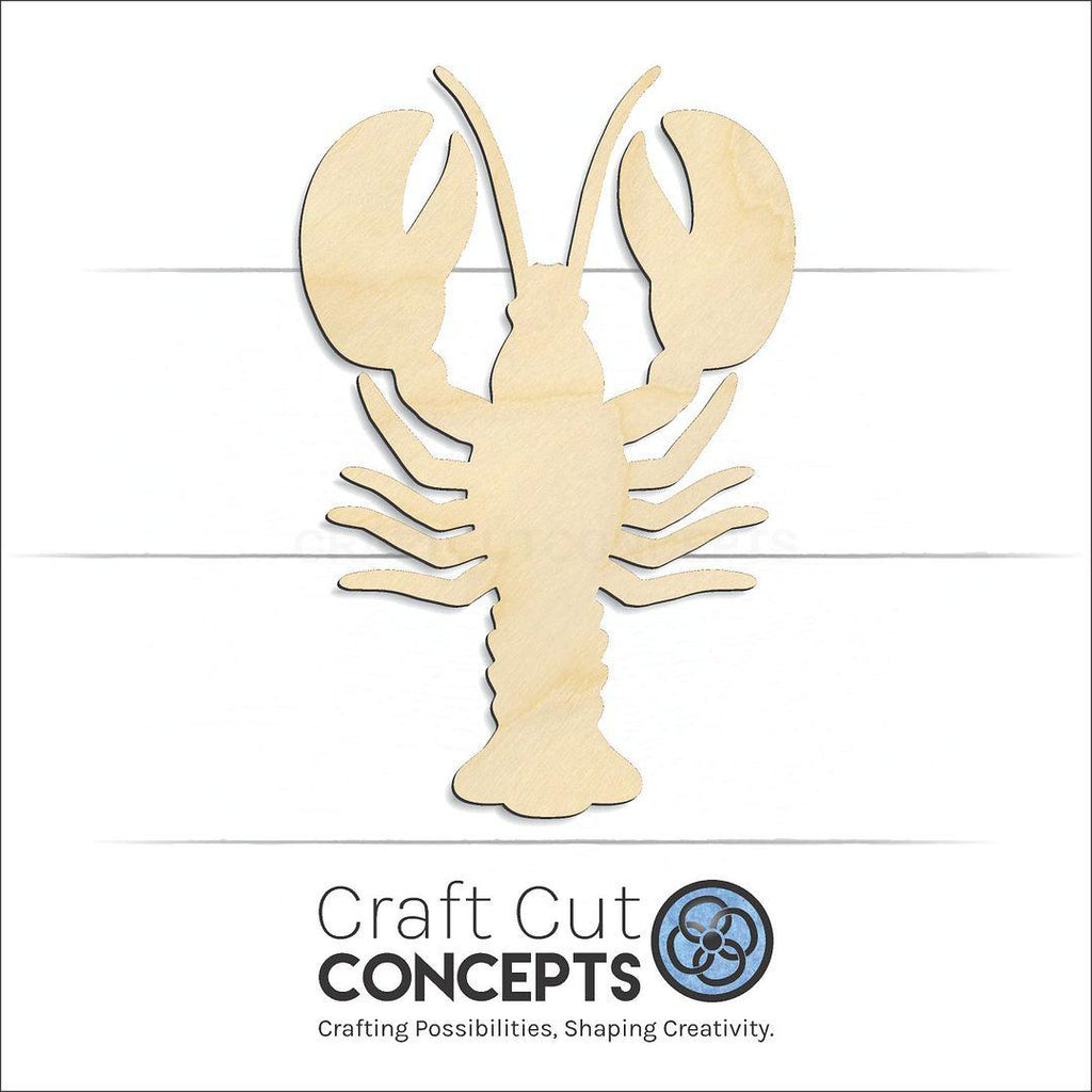 Craft Cut Concepts Logo under a wood Lobster craft shape and blank