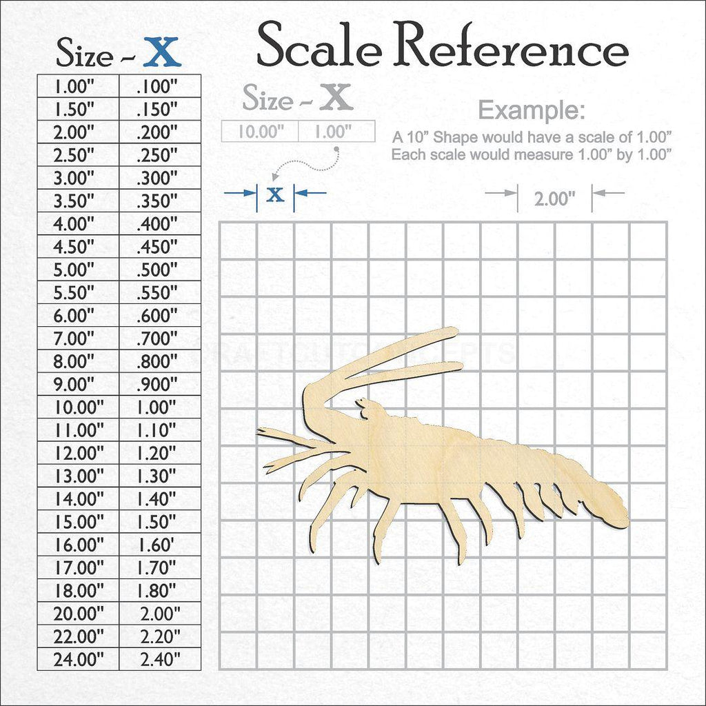 A scale and graph image showing a wood Lobster craft blank