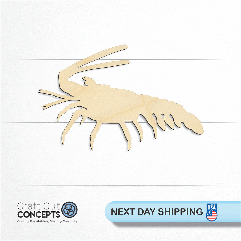 Craft Cut Concepts logo and next day shipping banner with an unfinished wood Lobster craft shape and blank