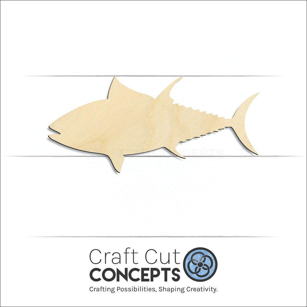 Craft Cut Concepts Logo under a wood Tuna craft shape and blank