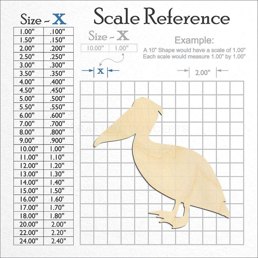 A scale and graph image showing a wood Pelican craft blank