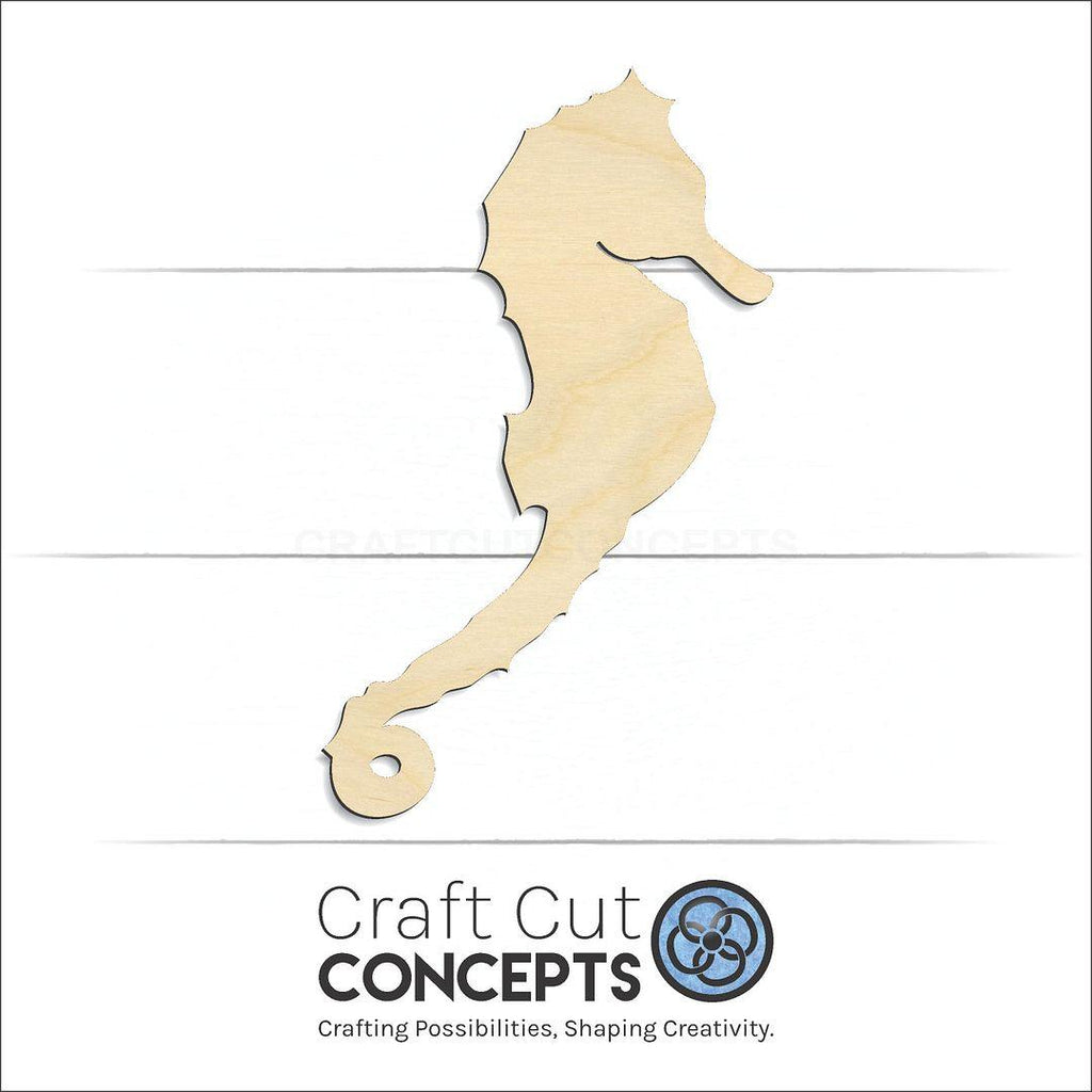 Craft Cut Concepts Logo under a wood Sea Horse craft shape and blank