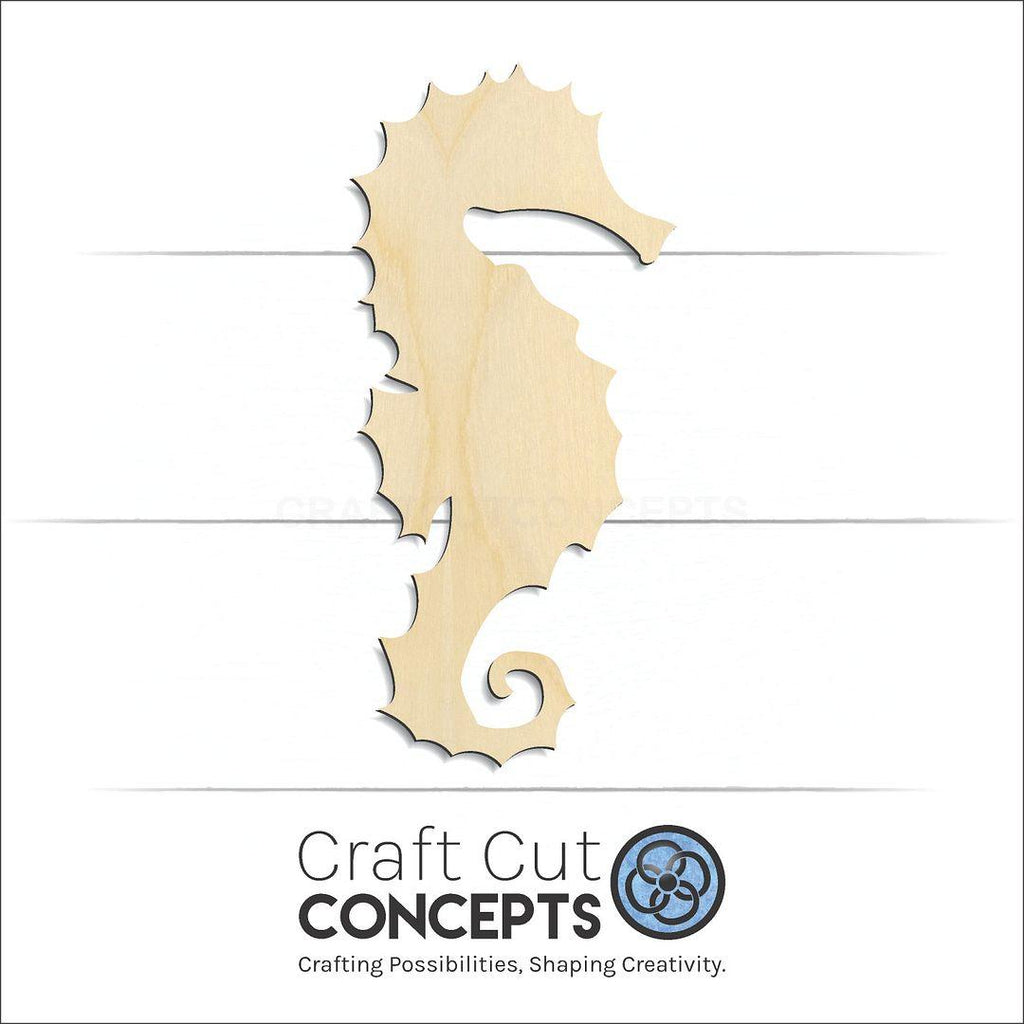 Craft Cut Concepts Logo under a wood Sea Horse craft shape and blank