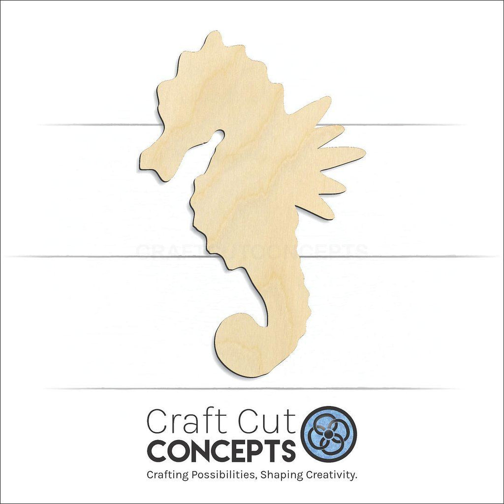 Craft Cut Concepts Logo under a wood Sea Horse craft shape and blank