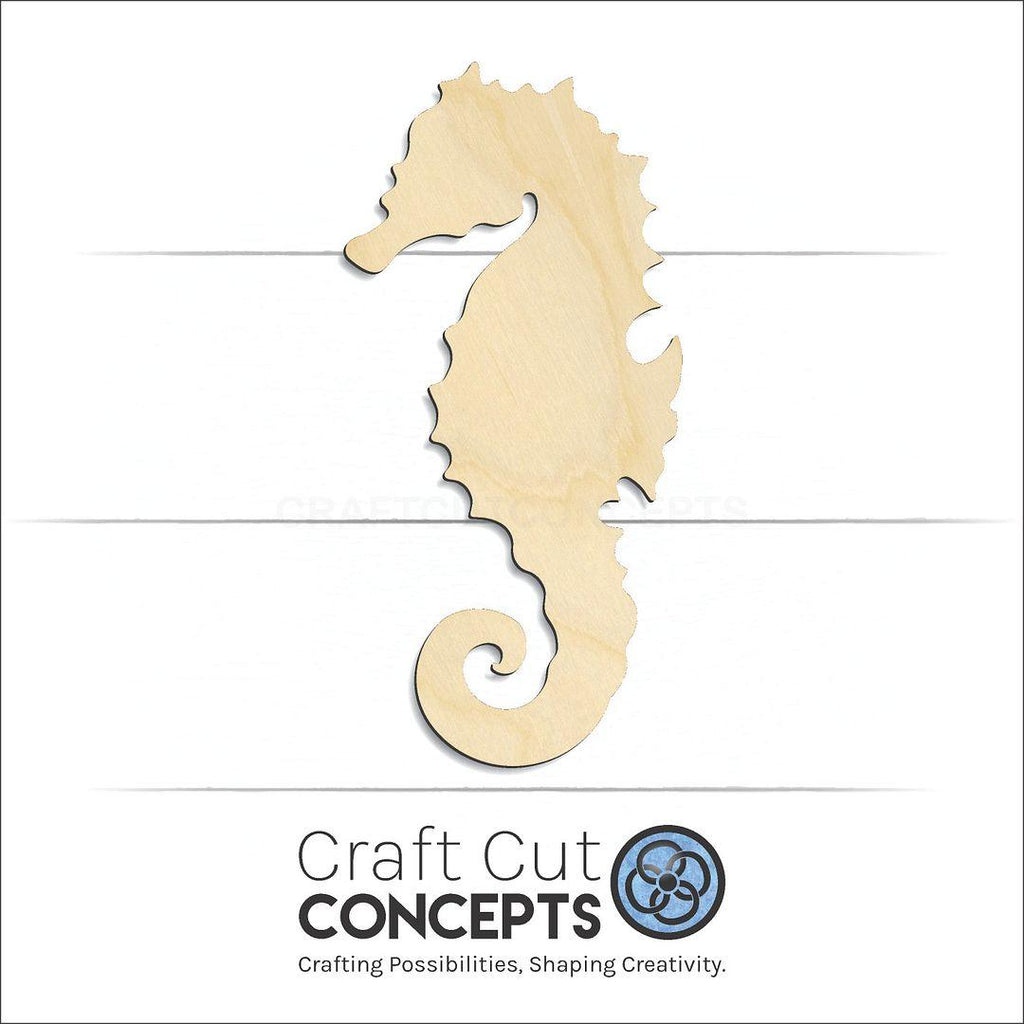 Craft Cut Concepts Logo under a wood Sea Horse craft shape and blank